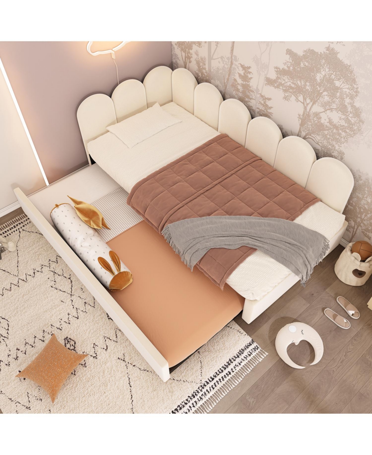 Streamdale Furniture Upholstered Daybed with Pull-Out Bed, Twin(No Mattress)