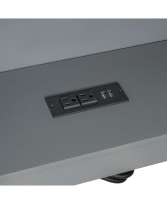 Wood Full Platform Bed with Storage & Charging