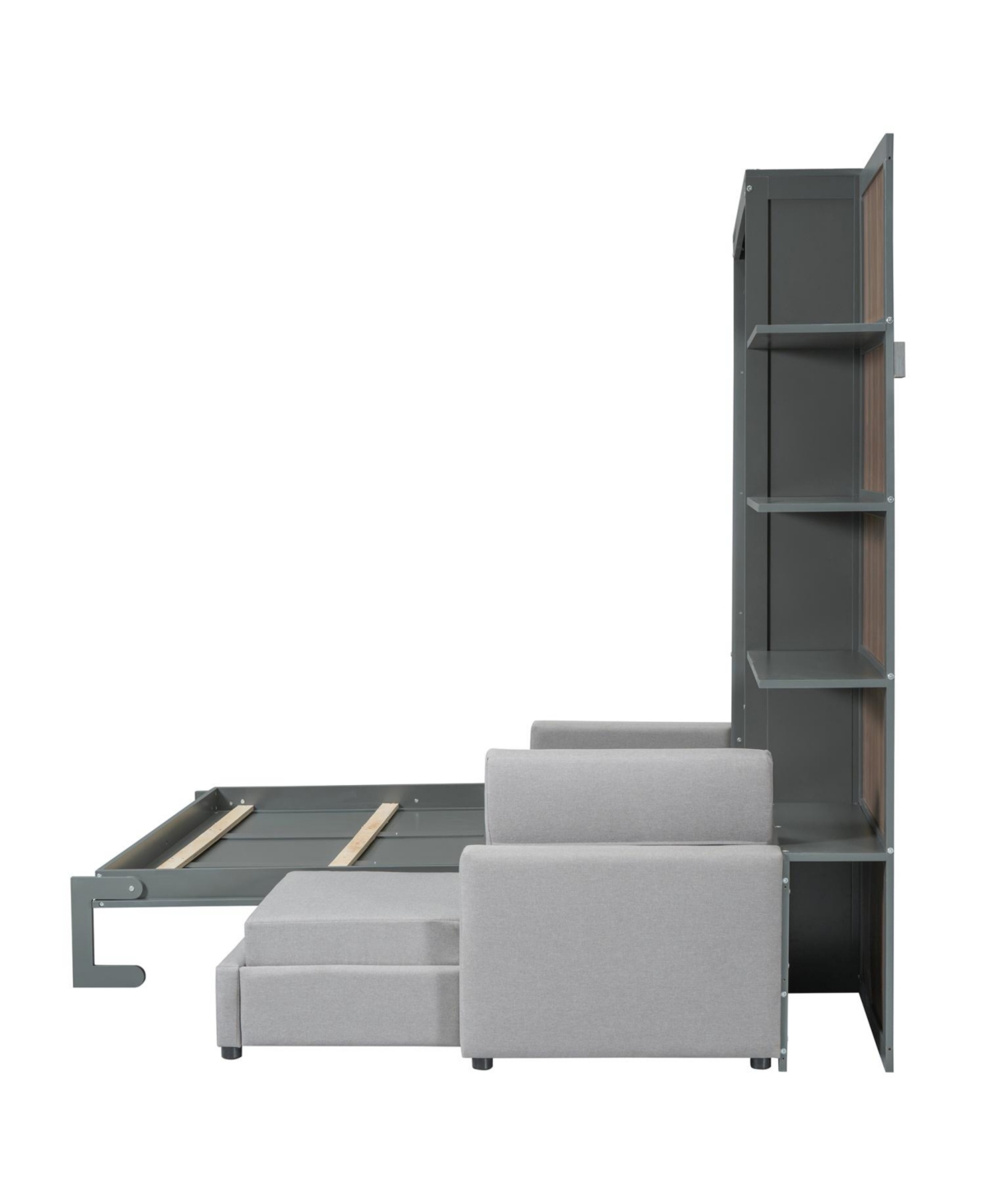Streamdale Furniture Queen Size Murphy Bed Wall Bed with Sofa and Shelves,Gray