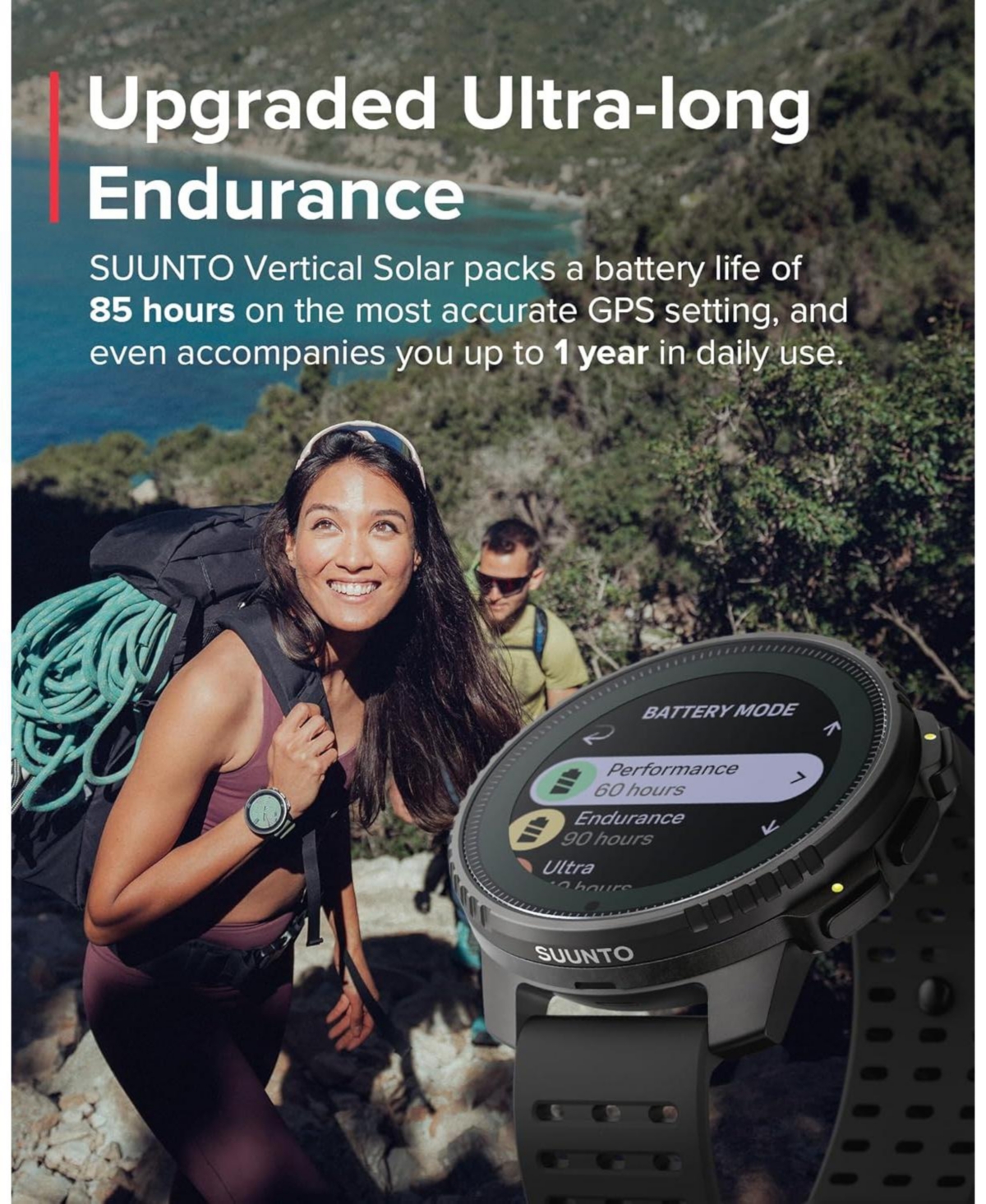 Suunto Vertical Steel Solar Gps Sports Watch with Sapphire Touchscreen, Heart Rate and Sleep Tracker - Canyon