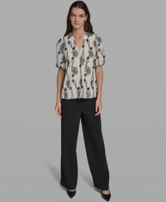 Women's Popover Paris Lace Short-Sleeve Top