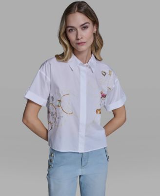 Women's Short-Sleeve Sewing Theme Top