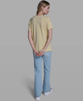 Women's Rose Trim Knit Crew Neck Top