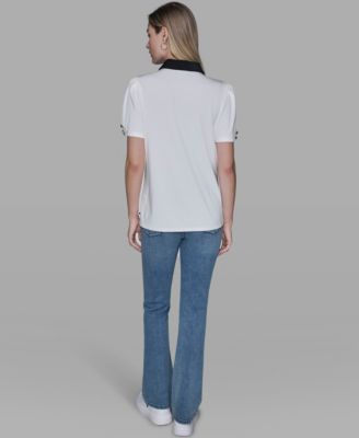 Women's Short-Sleeve Button-Front Top