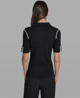 Women's Short-Sleeve Johnny Collar Sweater