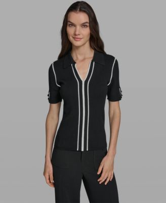 Women's Short-Sleeve Johnny Collar Sweater