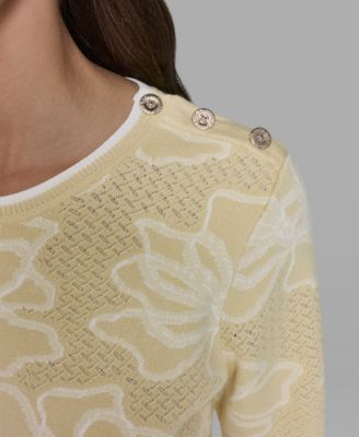 Women's Flower Print Short-Sleeve Sweater