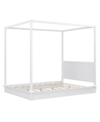 Queen Wood LED Canopy Bed, Platform, No Box Spring