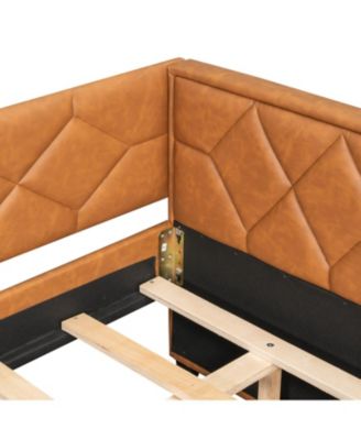 Full XL Size Upholstered Daybed with Trundle and LED