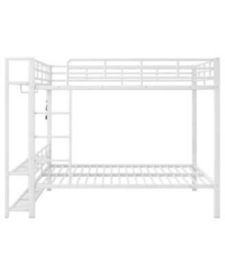 Twin Over Full Metal Storage & LED Light Bunk Bed