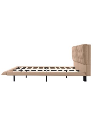 Queen Upholstered LED Platform Bed