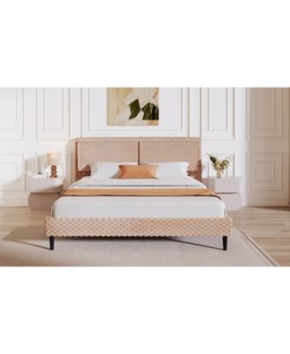 Simple Modern Camel Plush Soft Bed Comfortable Backrest Bedroom Bed