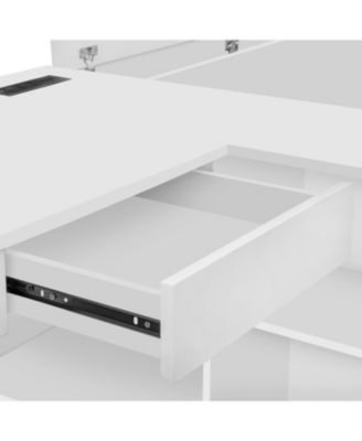 Full size Wooden Platform Bed with 6 Drawers, Shelves, desk and Wardrobe