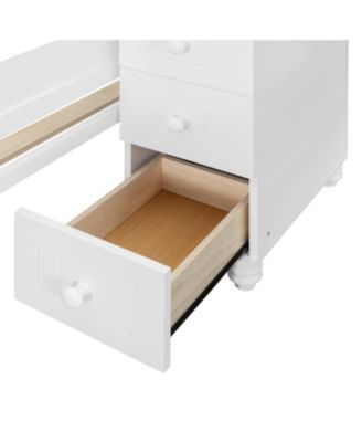 Twin Over Full Bunk Bed w/ Desk, Drawers, Shelves, Cabinet & LED Light