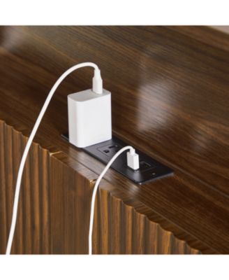 Full XL Bed Frame- Storage Headboard, Charging, Walnut