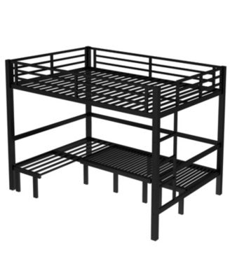 Queen Over Queen Pull-Out Bunk Bed, Safety Rails, Black