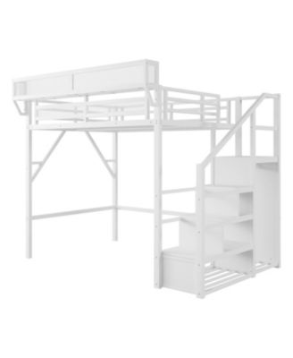 Full Loft Bed with Stairs, Storage, & Wardrobe