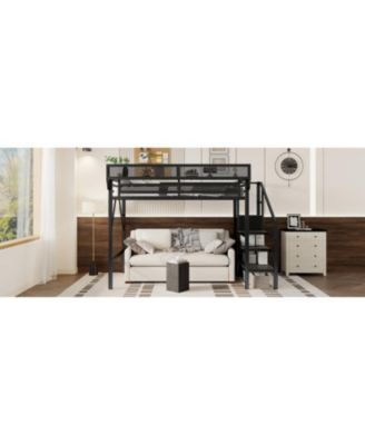 Streamdale Twin XL Loft Bed with Stairs & Storage Shelves