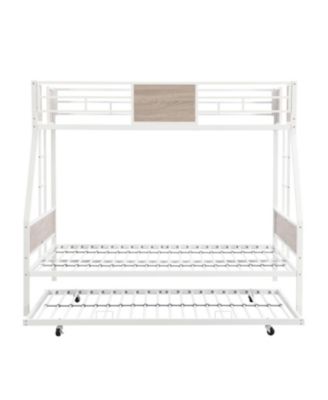Twin Over Full Bunk Bed with 2 Ladders, Guardrail, Trundle