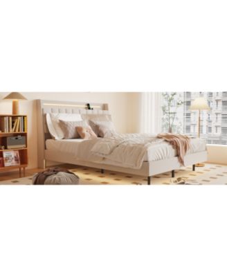 King Floating Bed Frame with LED and Charger