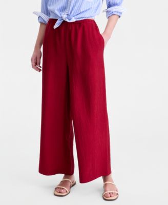 Women's Crinkle Satin Wide-Leg Pull-On Pants, Regular & Short