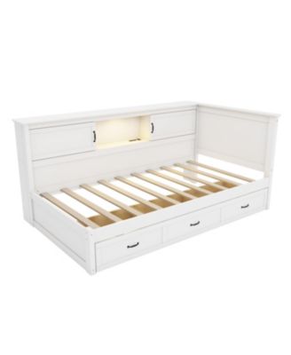 Corner Bed Frame with Drawer and Bookcase (Twin)