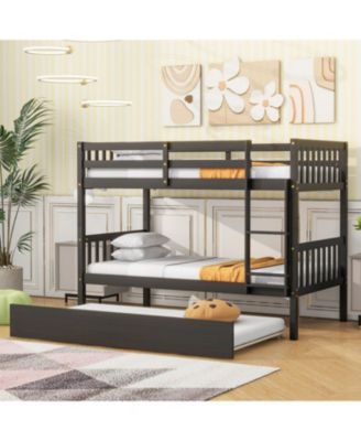 Convertible Twin Bunk Bed with Trundle, Espresso