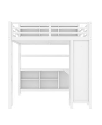 Queen Loft Bed with Desk & Wardrobe
