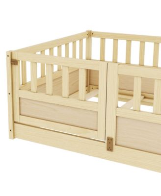 Twin Floor Bed with Safety Rail & Door