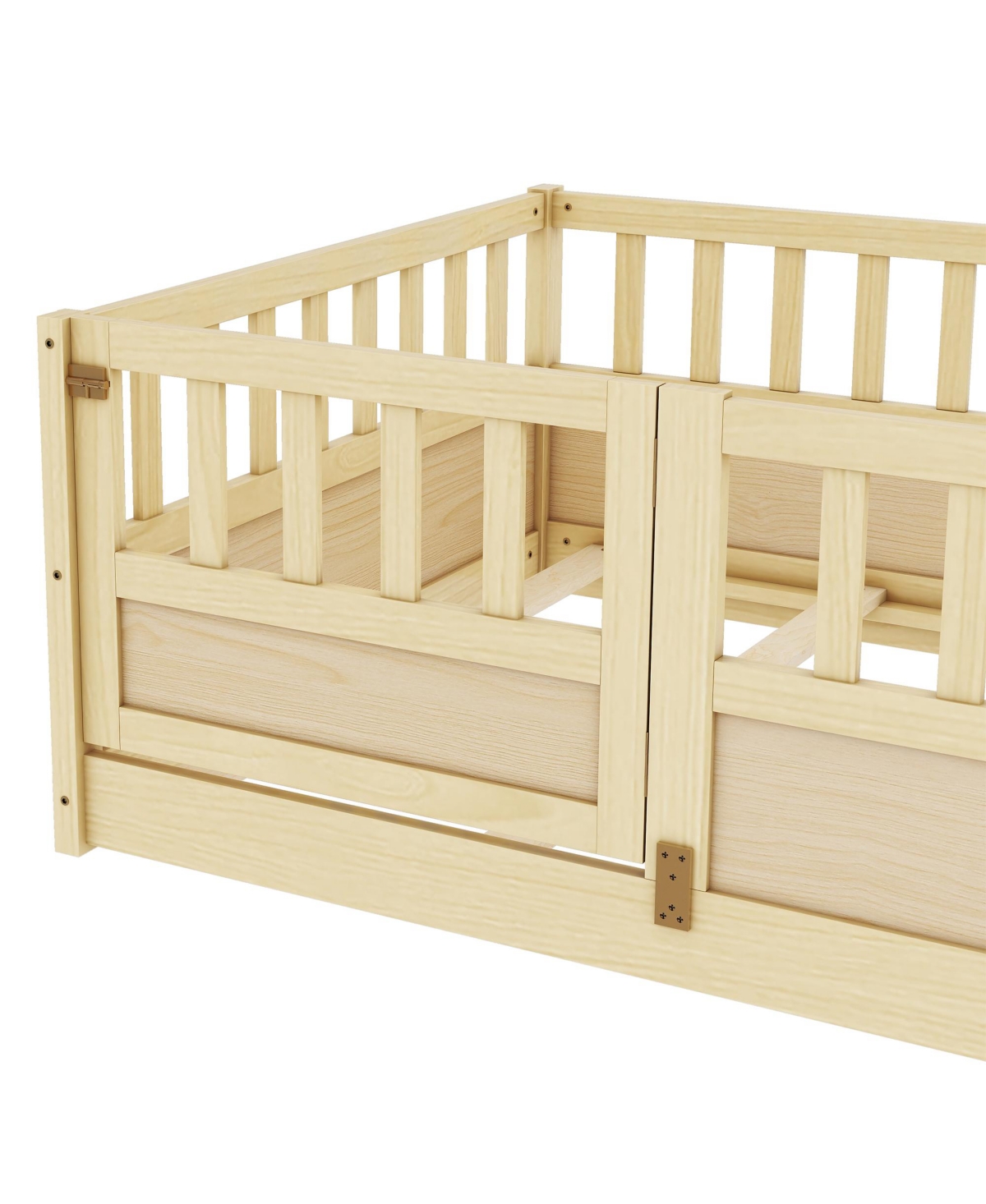 Streamdale Furniture Twin Floor Bed with Safety Rail & Door