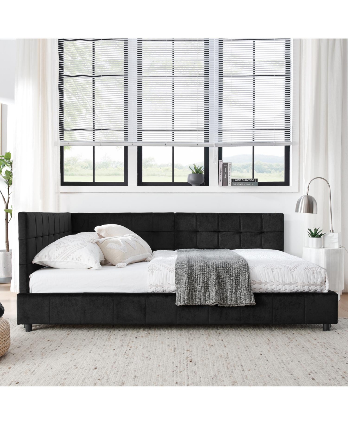 Streamdale Furniture Tufted Upholstered Full Size Bed Frame - Black Velvet