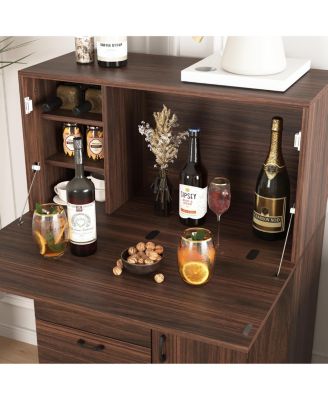 Fold-Up Desk Cabinet with Shelves and Storage