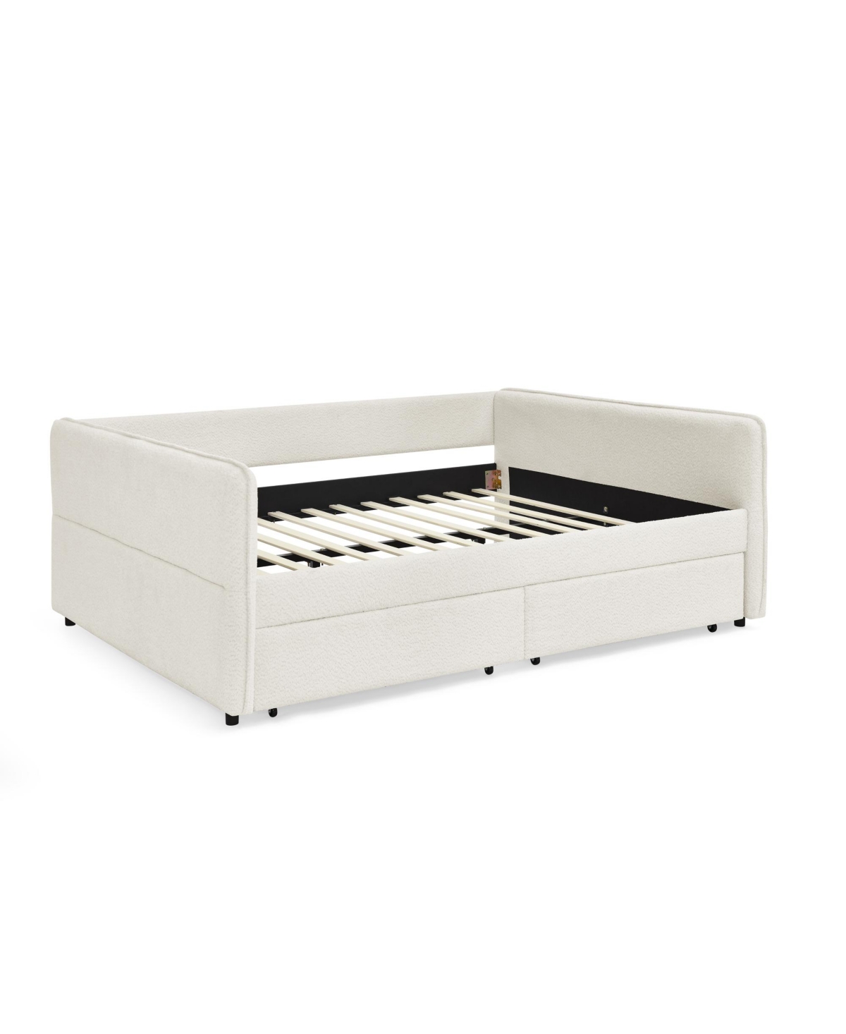Streamdale Furniture Boucle Tufted Daybed with Trundle and Drawers (Queen)