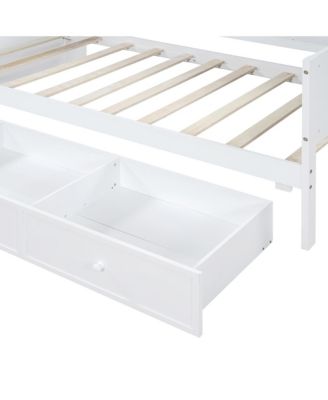  Twin Size Wooden Daybed With 3 Drawers, USB Ports and desk, White