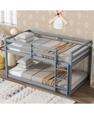 Twin over Twin Loft Bed with Ladder, Solid Wood