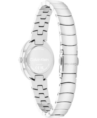 Women's Twisted Bezel Silver Tone Stainless Steel Bracelet Watch, 24mm