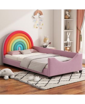 Rainbow Twin Daybed Cute Princess Bed for Kids