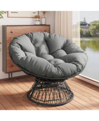 Ergonomic Wicker Chair with Plush Cushion, Durable Cover, Sturdy Frame, Smooth Swivel