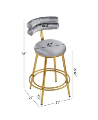  Modern Dark Gray Velvet Counter Stools (Set of 2