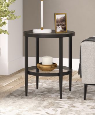 Hera 20" Wide Round Side Table with Glass Shelf