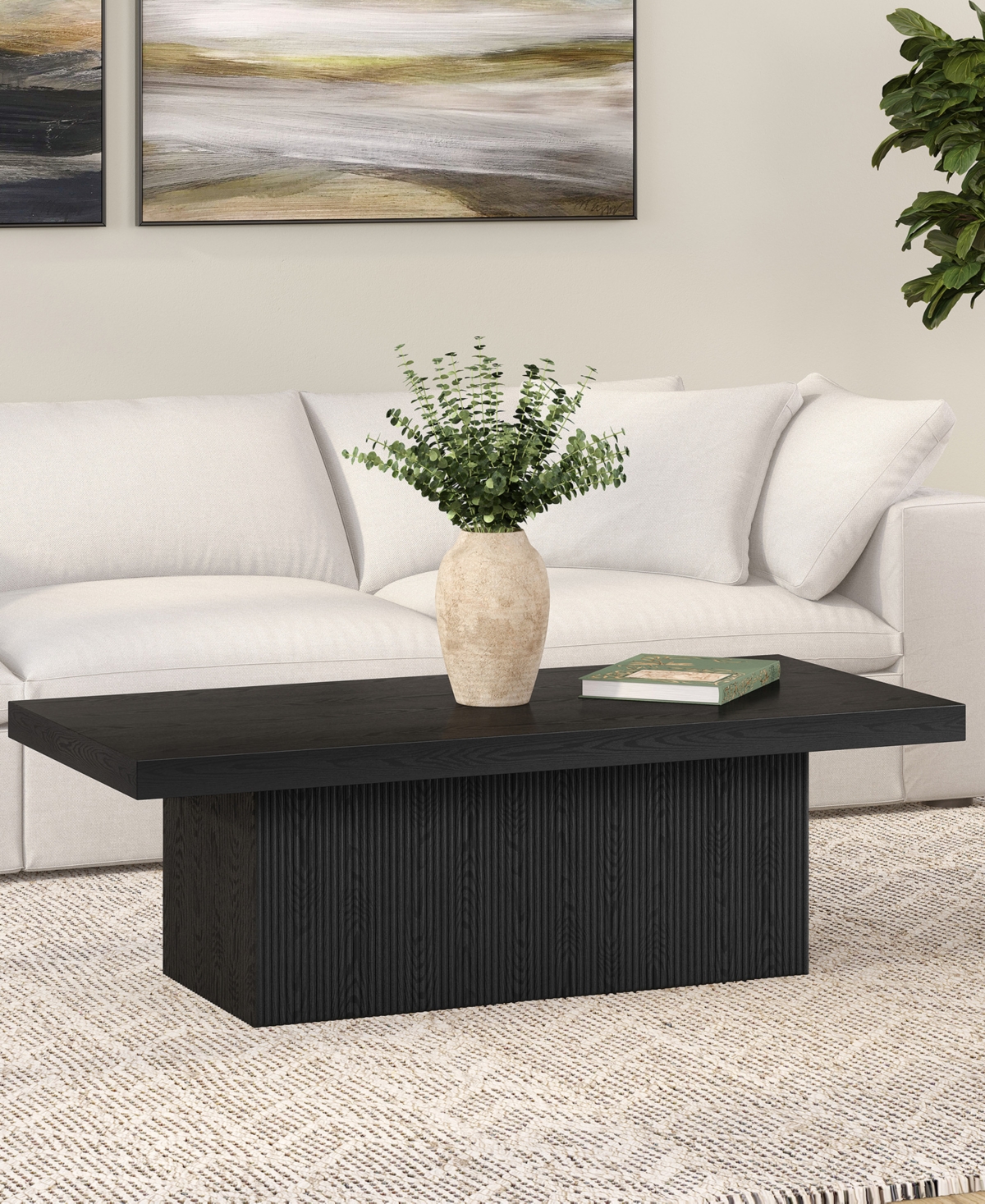 Hudson & Canal Torren 48" Wide Rectangular Fluted Coffee Table