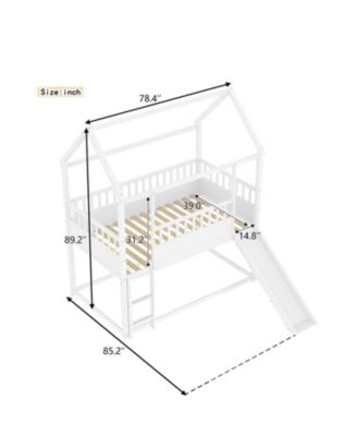 Twin Over Twin Wood Bunk Bed with Convertible Slide, Ladder & Safety Guardrail