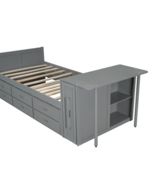 Twin Platform Bed with Desk, Trundle, Shelf, and Drawers
