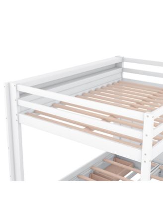 Streamdale Wood Full Size Convertible Bunk Bed with Storage Staircase, Bedside Table, and 3 Drawers, White
