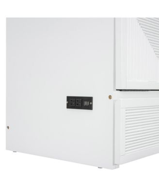 Full Size Murphy Bed with Large Drawer,USB Ports and Outlets,White