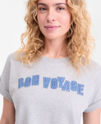 Women's Bon Voyage Denim Appliqu&eacute; Cuffed T-Shirt