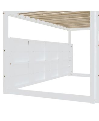 Twin size Wooden Loft Bed House-shaped Frame with a Tent