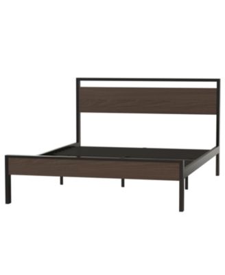 Ceres Metal Bed with Walnut Wood Headboard&Footboard Queen