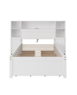 Wood Storage Bed with Bookcase Headboard 6 Drawers Twin