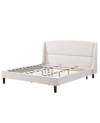 King Size Bed Frame Upholstered Platform Bed with Wingback Headboard